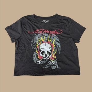 NWT ED Hardy Cropped Graphic Tee XL